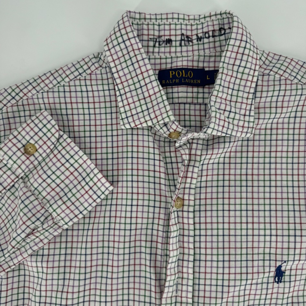 Polo Ralph Lauren Mens Large L‎ Button Down Shirt Tattersall Check Multi Color